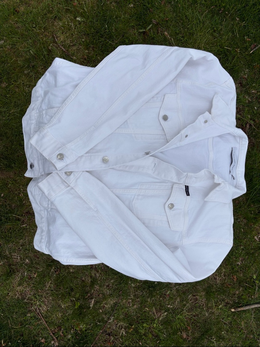 calvin klein men's white denim jacket